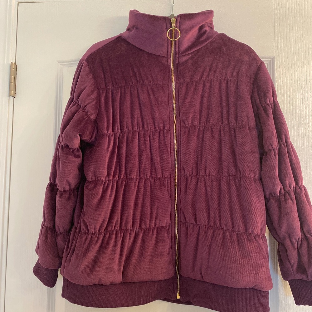 NWT Laila Ali Plum Quilted Puffer Jacket